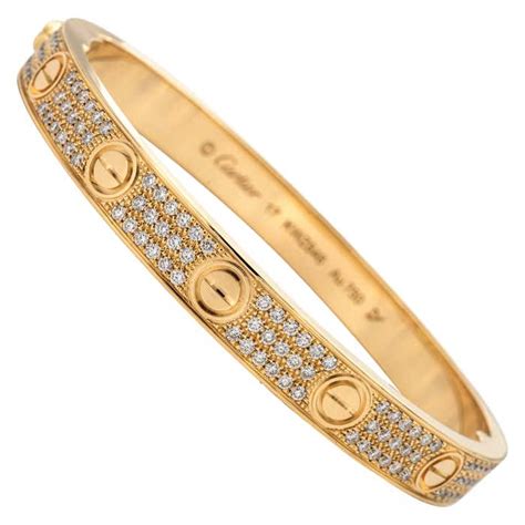 Cartier 750 IP 6688 001 gold braclet Diamonds 4P size 17 used.